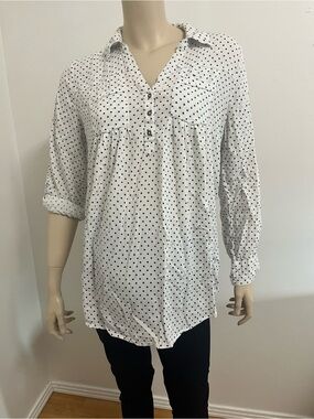 Motherhood White and Black Polka Dot Tunic Blouse
